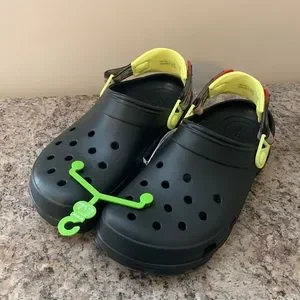 CROCS | Shoes | Classic Black Crocs With Yellow Velcroed 
